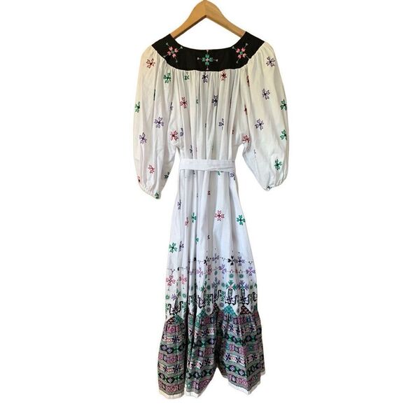Ramona Rull Vintage Indian Print Caftan Tent Dress White Size M - Picture 2 of 12